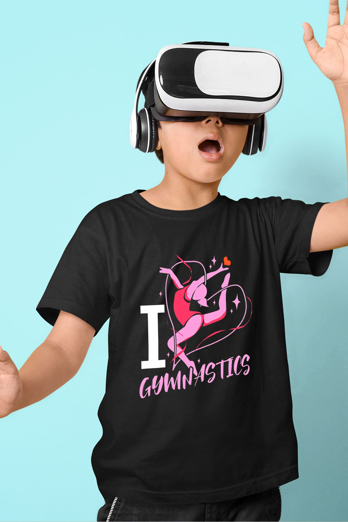 Jimnastikçi Siyah Unisex Çocuk Tişört