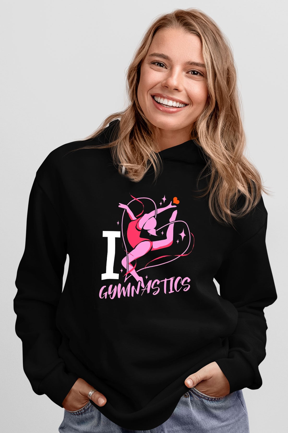 Jimnastikçi Siyah Unisex Kapüşonlu Sweatshirt