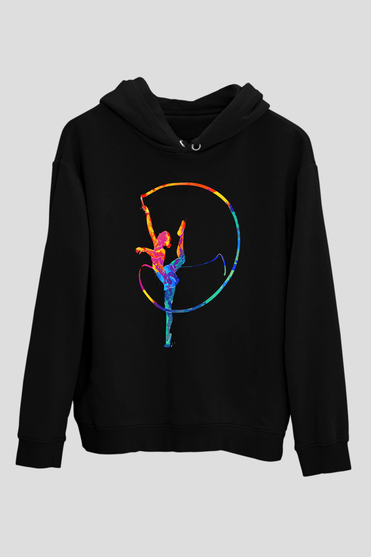 Jimnastikçi Siyah Unisex Kapüşonlu Sweatshirt