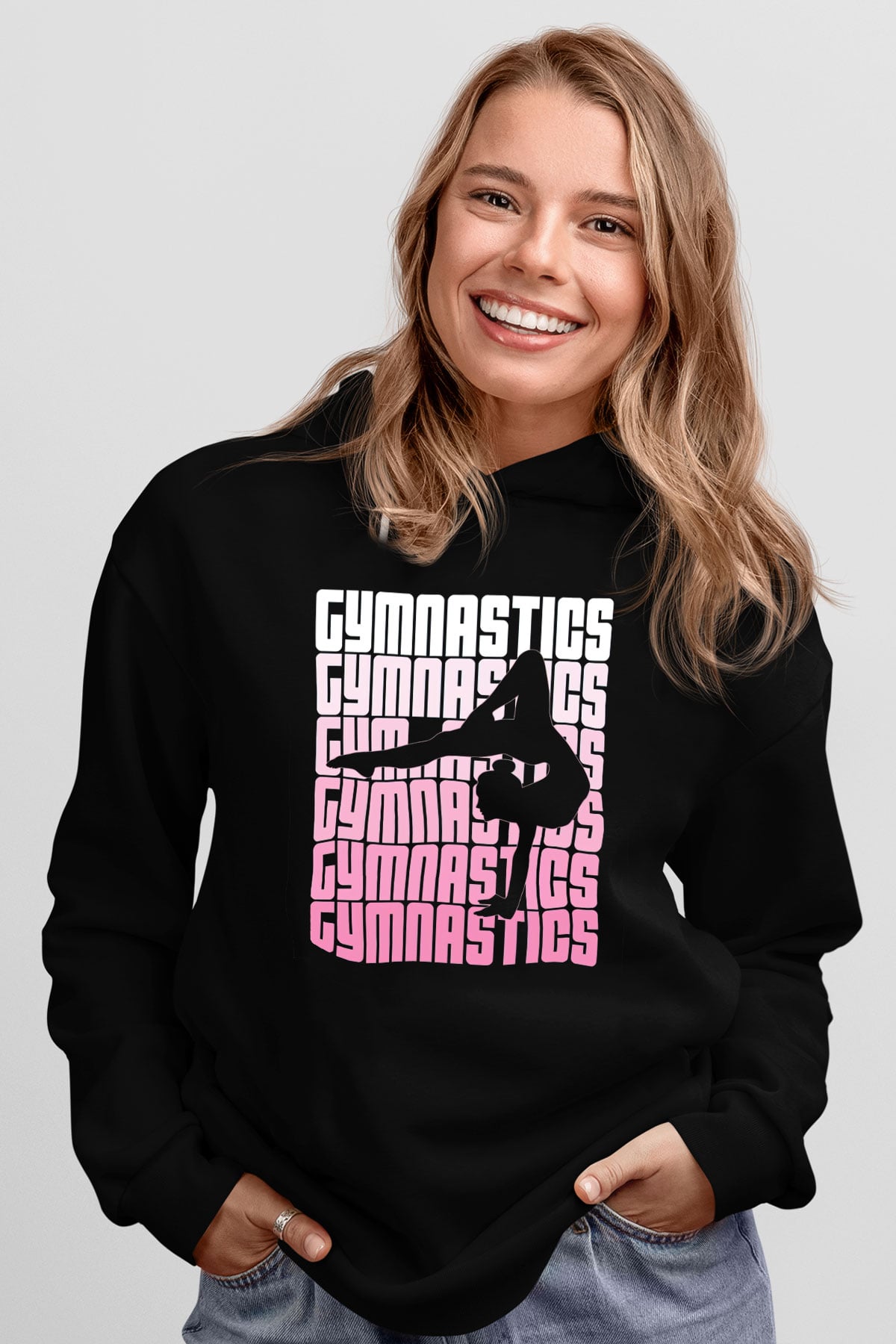 Jimnastikçi Siyah Unisex Kapüşonlu Sweatshirt