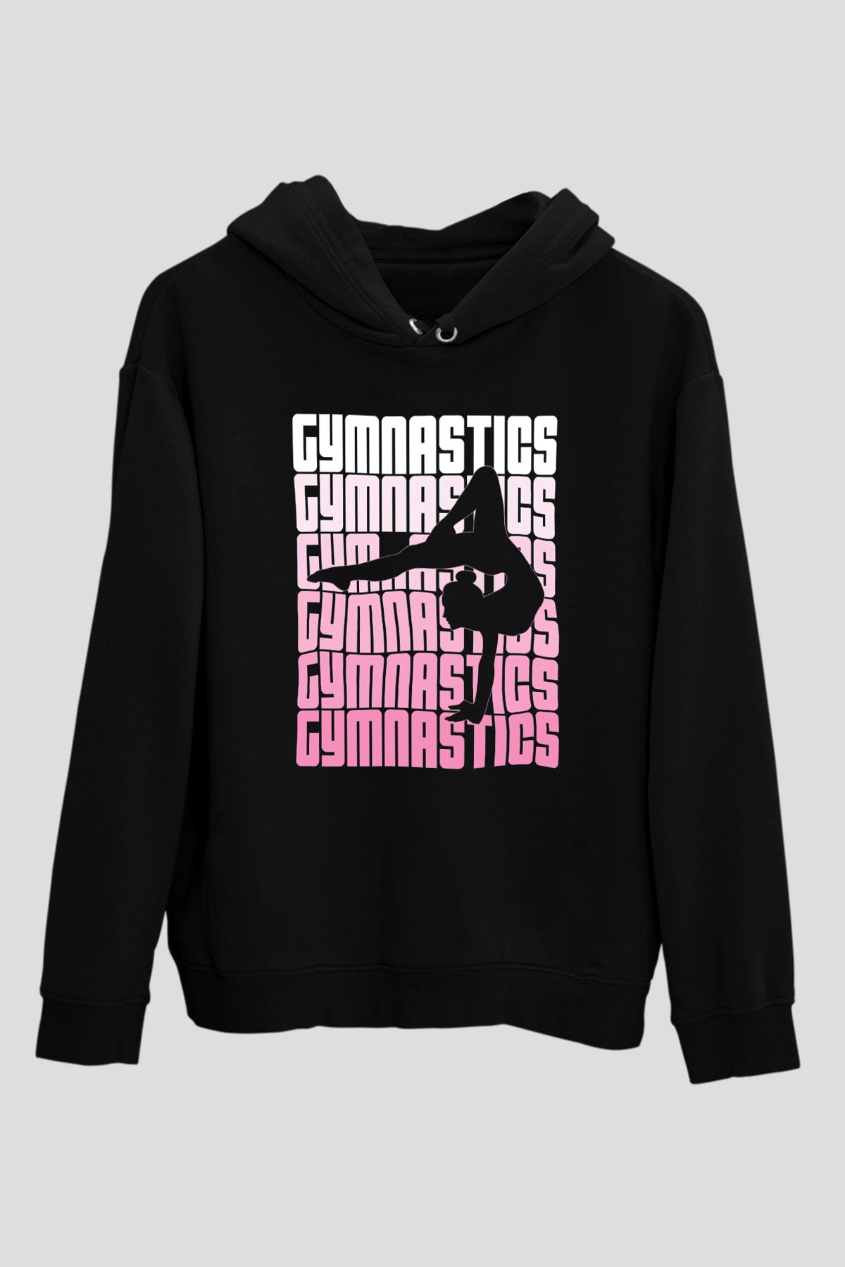 Jimnastikçi Siyah Unisex Kapüşonlu Sweatshirt
