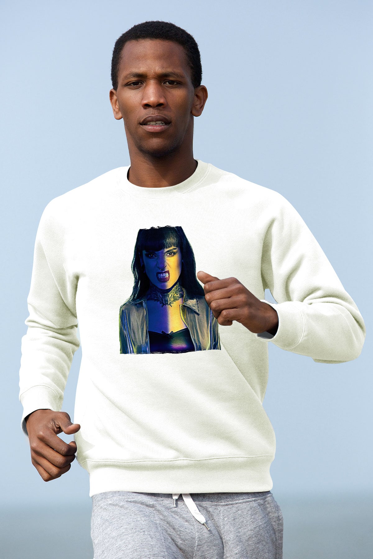 Jinjer Baskılı Beyaz Unisex Sweatshirt