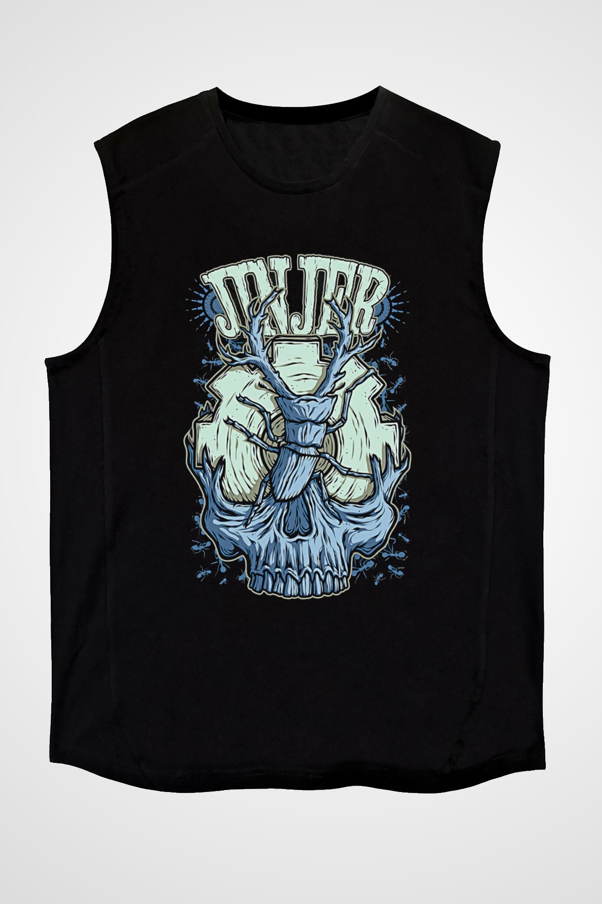 Jinjer Baskılı Unisex Siyah Kolsuz Tişört - Tshirt