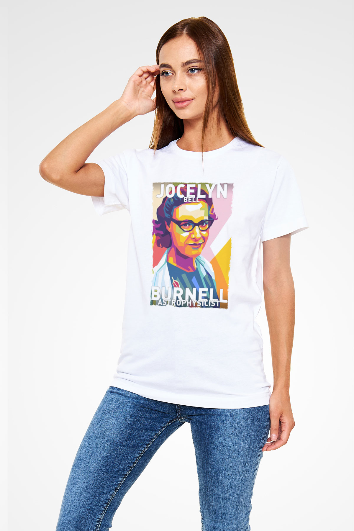 Jocelyn Bell Burnell Baskılı Unisex Beyaz Tişört - Tshirt