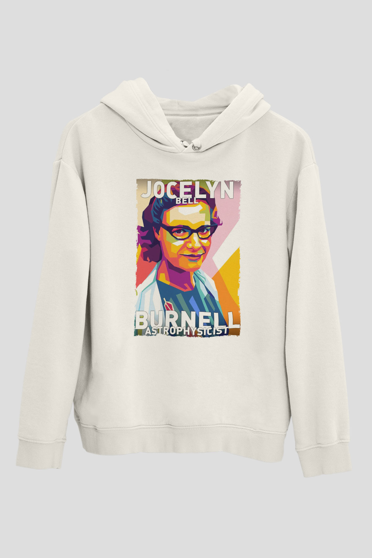 Jocelyn Bell Burnell Baskılı Unisex Ekru Hoodie