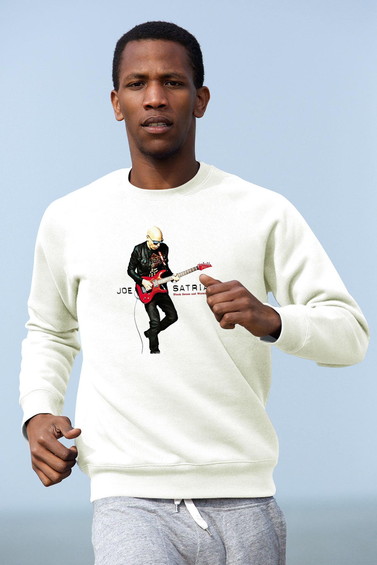 Joe Santriani Baskılı Beyaz Unisex Sweatshirt