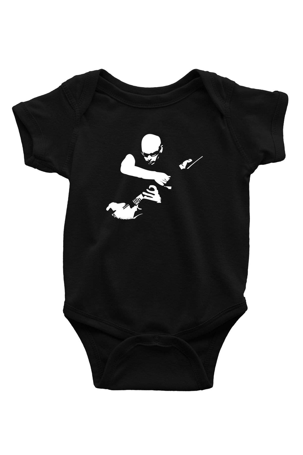 Joe Santriani Baskılı Unisex Siyah Bebek Body - Zıbın