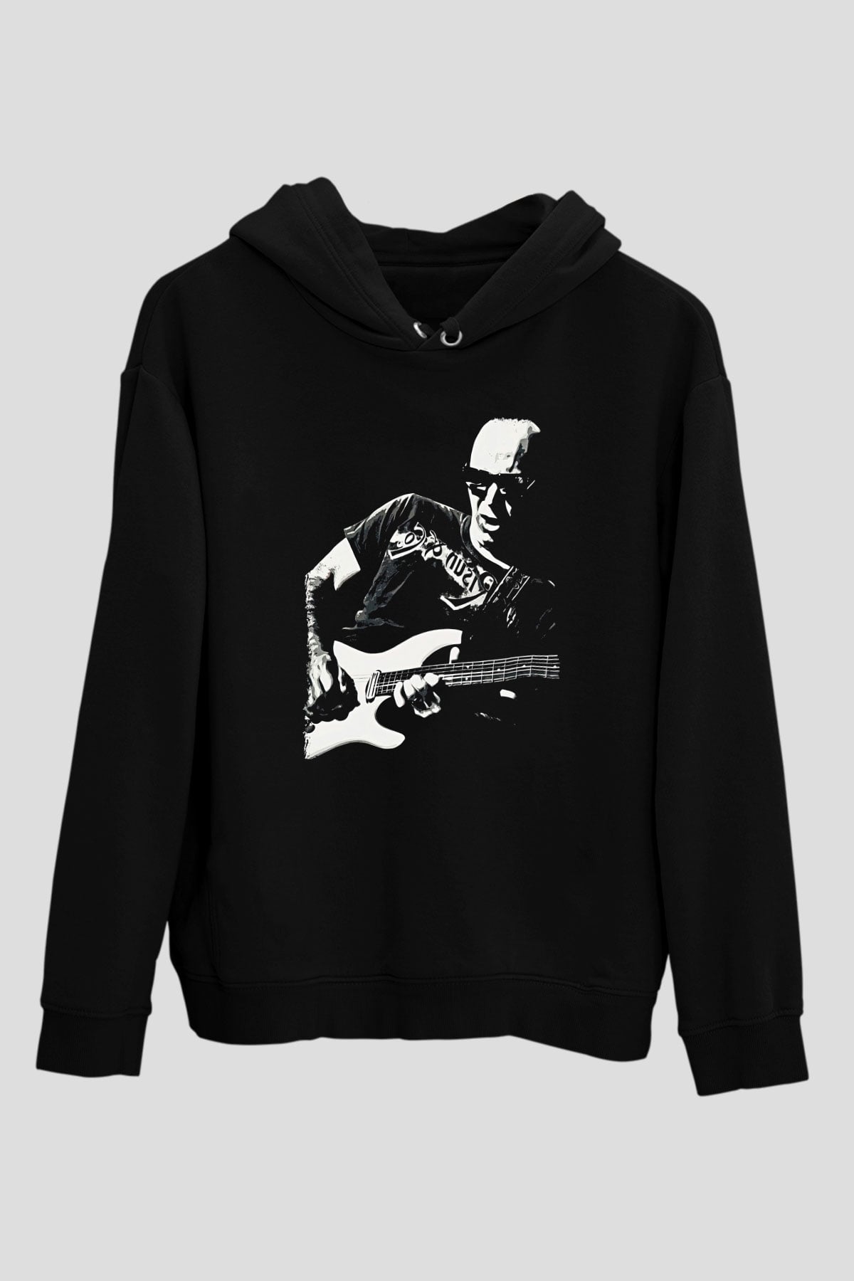 Joe Santriani Baskılı Unisex Siyah Kapüşonlu Sweatshirt