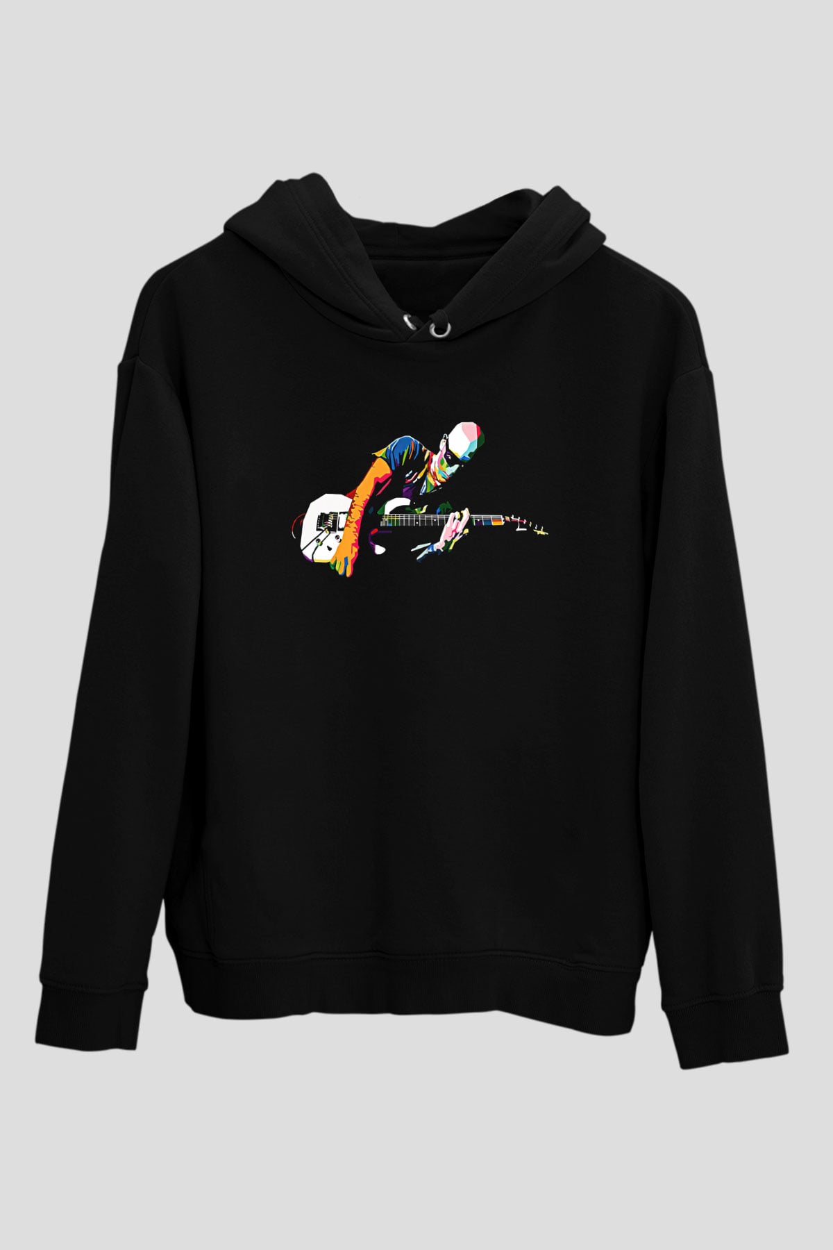 Joe Santriani Baskılı Unisex Siyah Kapüşonlu Sweatshirt