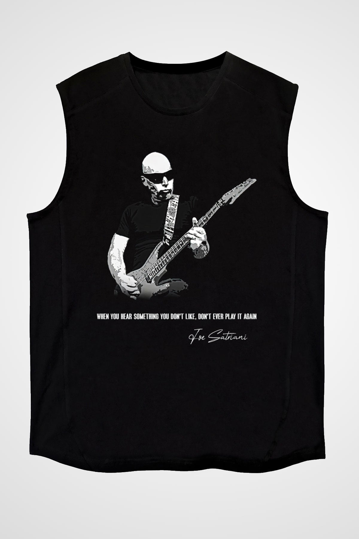 Joe Santriani Baskılı Unisex Siyah Kolsuz Tişört - Tshirt