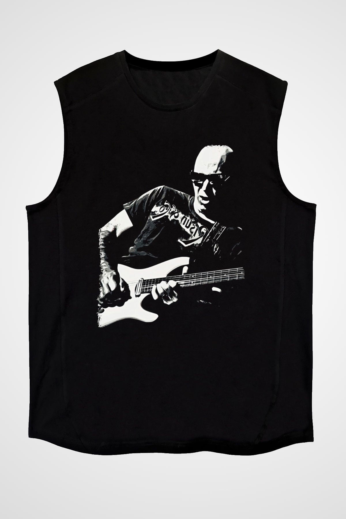 Joe Santriani Baskılı Unisex Siyah Kolsuz Tişört - Tshirt