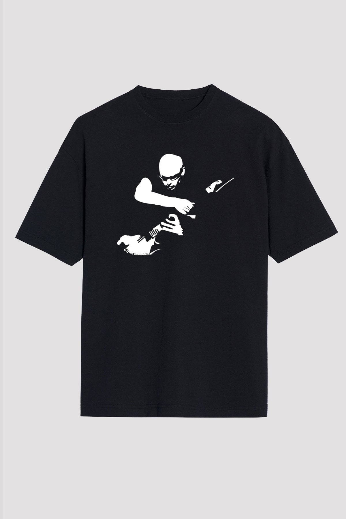 Joe Santriani Baskılı Unisex Siyah Oversize Tişört - Tshirt