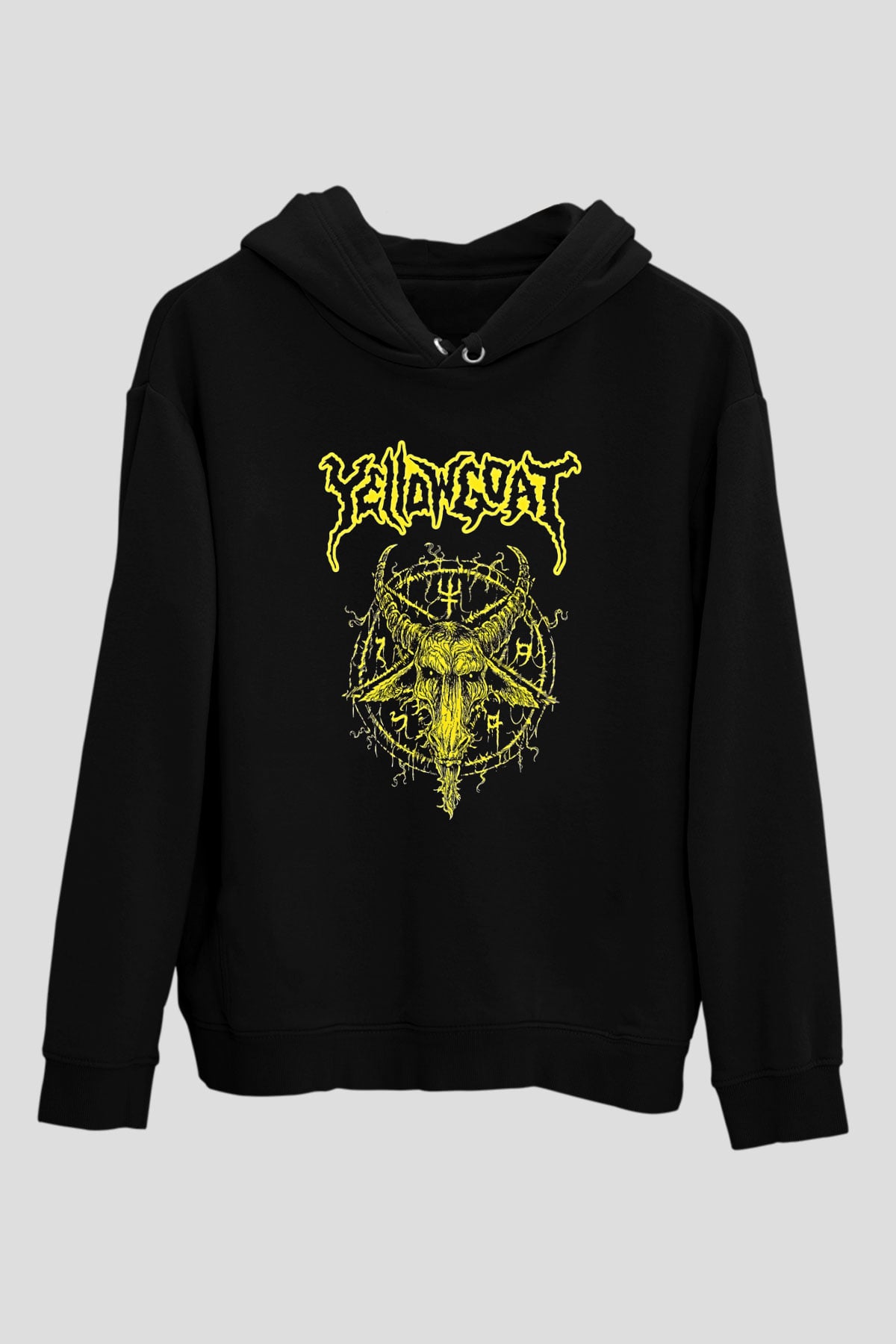 Joel Grind Baskılı Unisex Siyah Kapüşonlu Sweatshirt