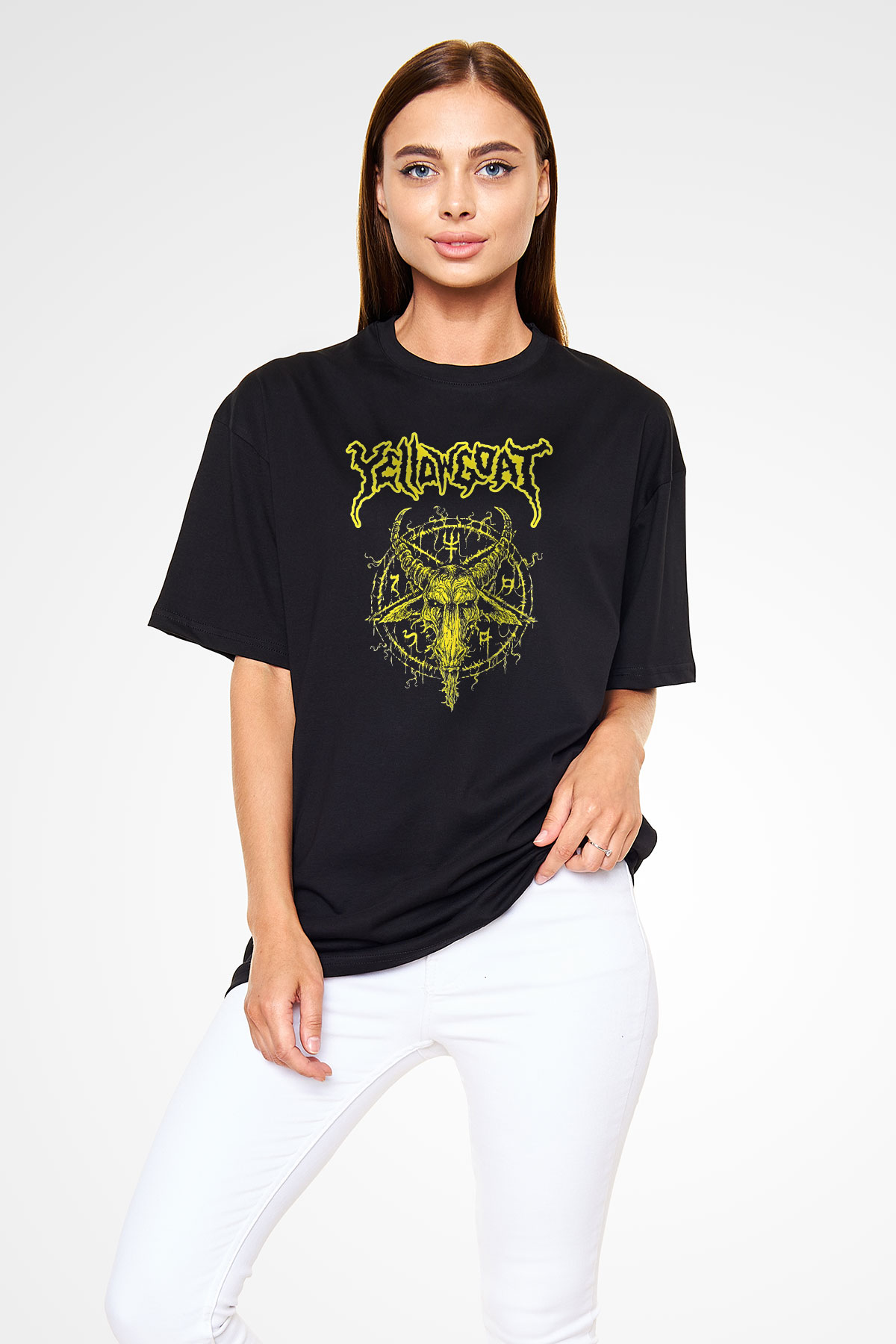 Joel Grind Baskılı Unisex Siyah Oversize Tişört - Tshirt