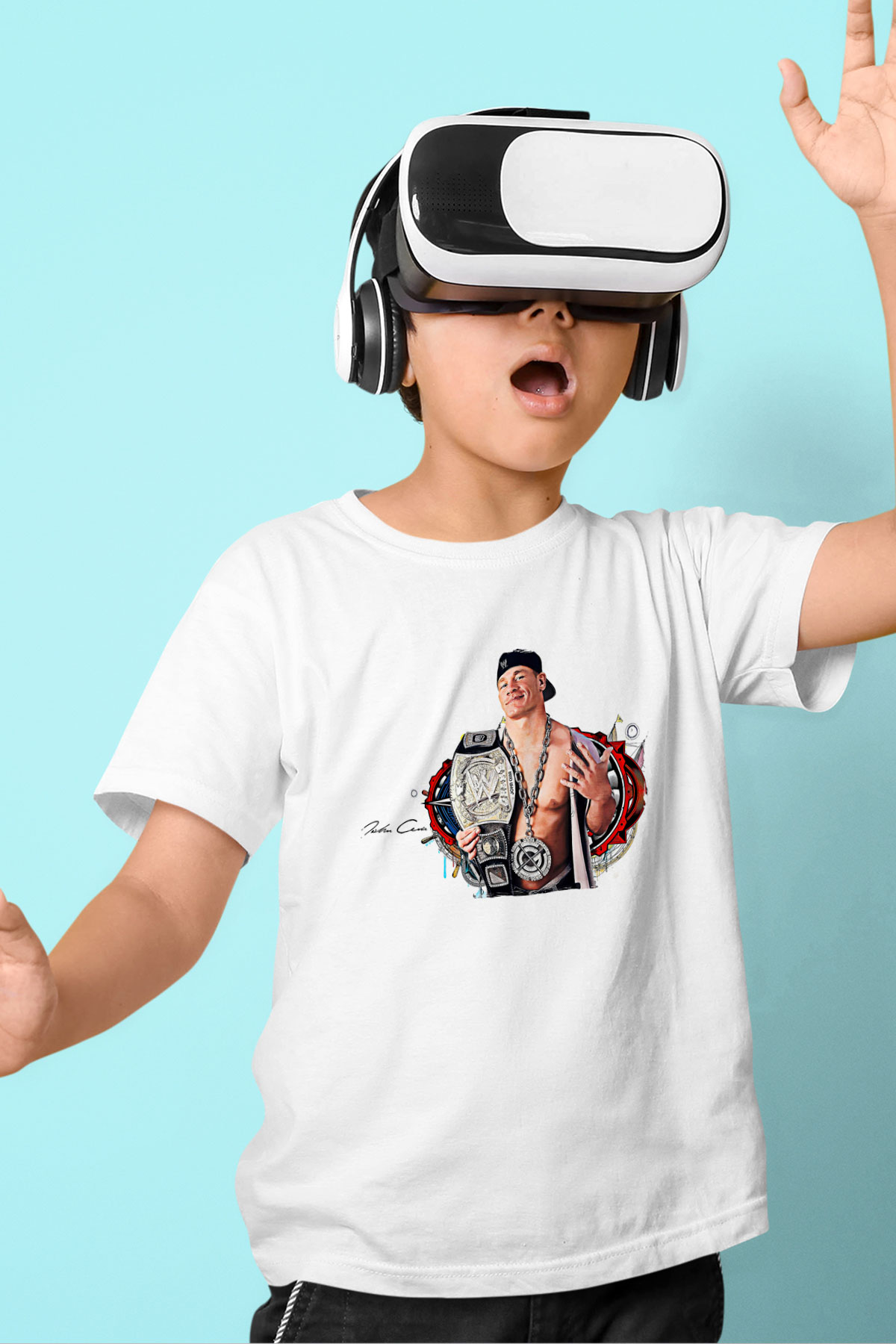 John Cena Baskılı Beyaz Unisex Beyaz Çocuk Tişört - Tshirt