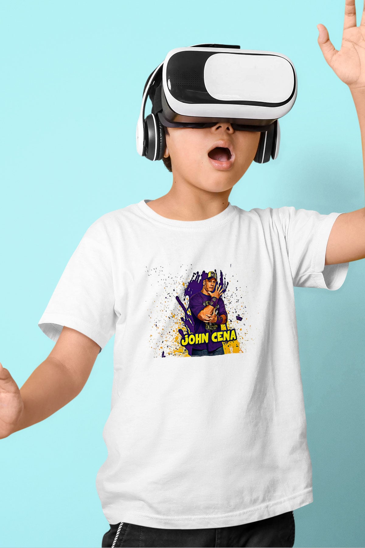 John Cena Baskılı Beyaz Unisex Beyaz Çocuk Tişört - Tshirt