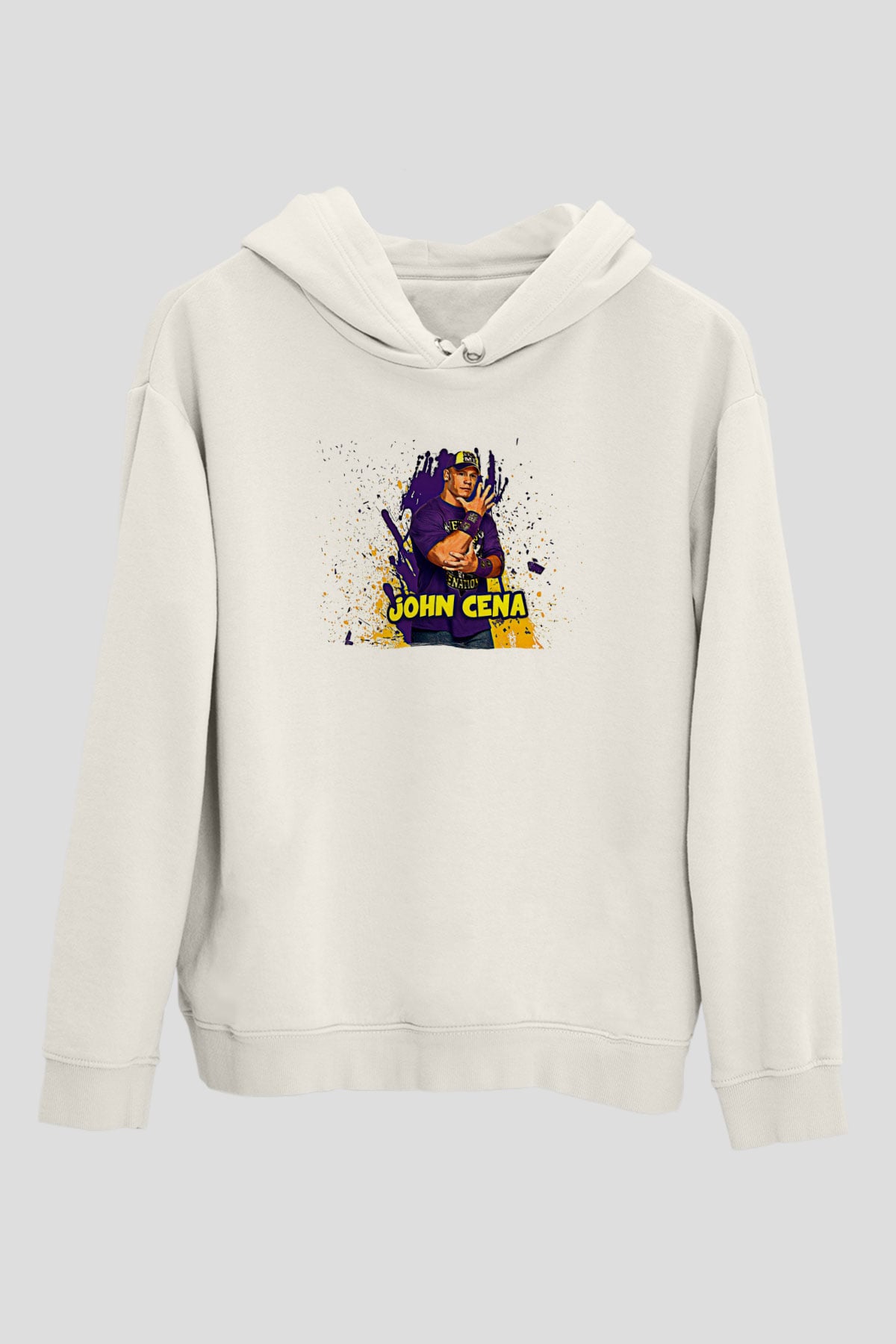 John Cena Baskılı Beyaz Unisex Hoodie