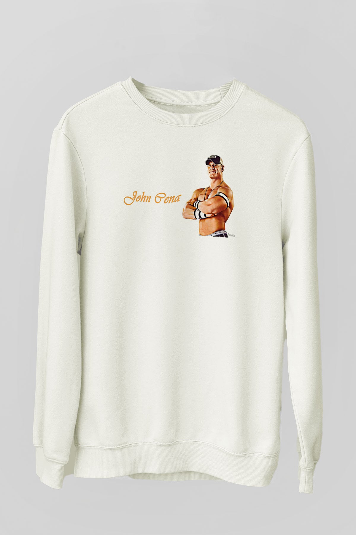 John Cena Baskılı Beyaz Unisex Sweatshirt