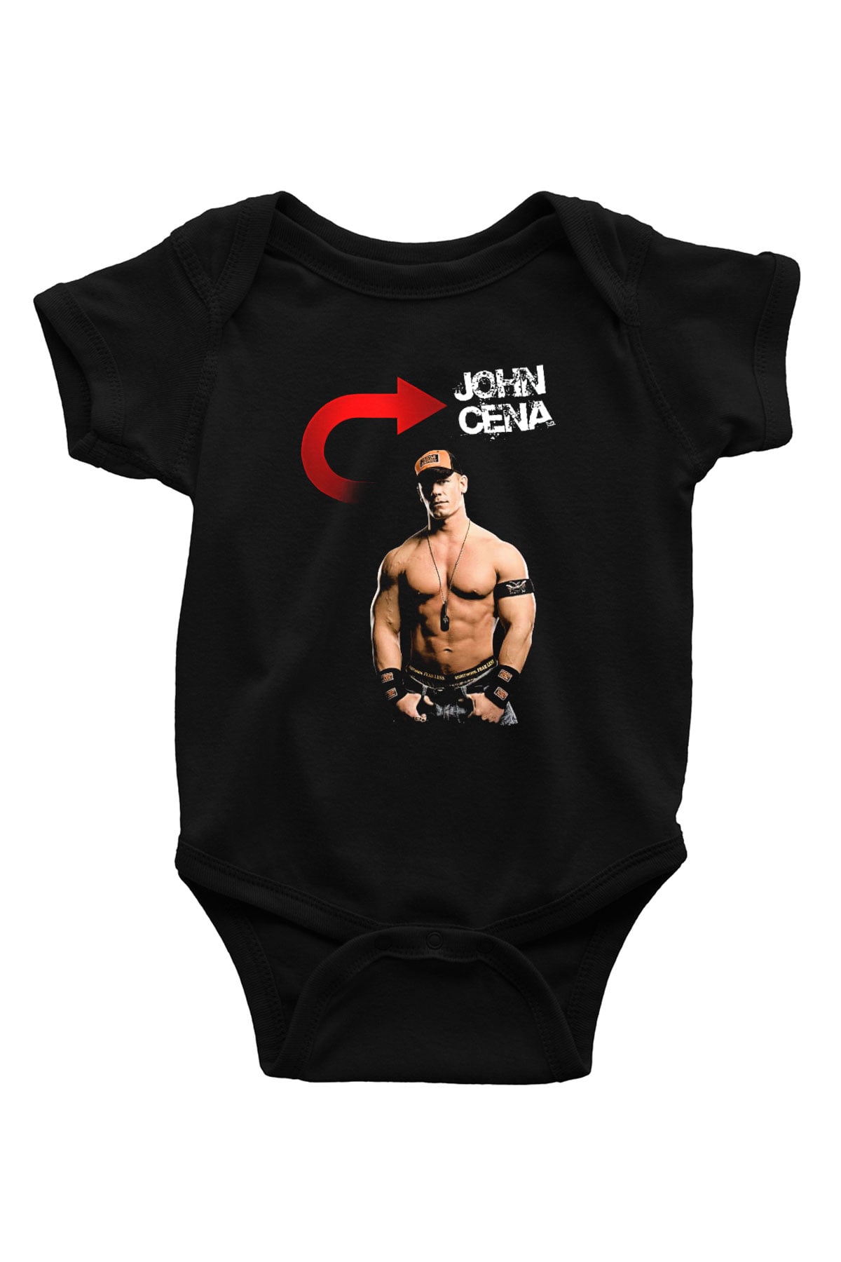 John Cena Baskılı Unisex Siyah Bebek Body - Zıbın
