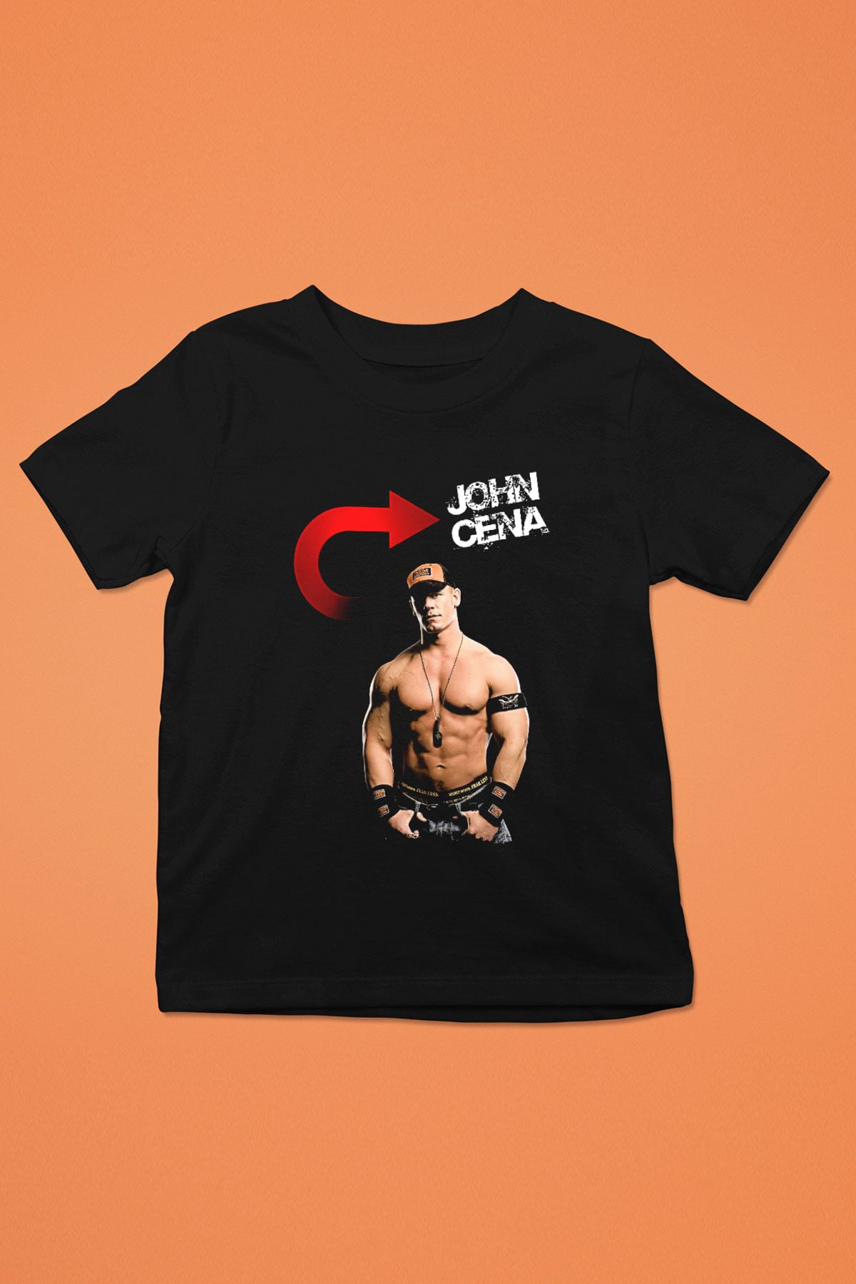 John Cena Baskılı Unisex Siyah Çocuk Tişört - Tshirt