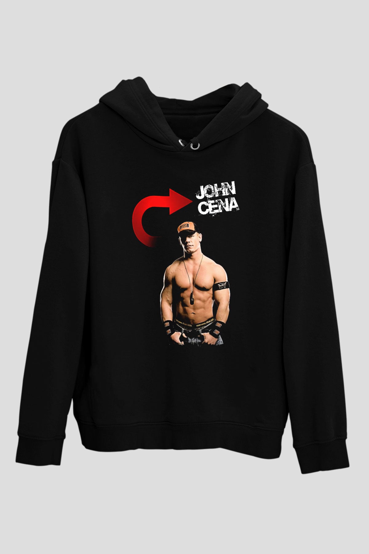 John Cena Baskılı Unisex Siyah Hoodie