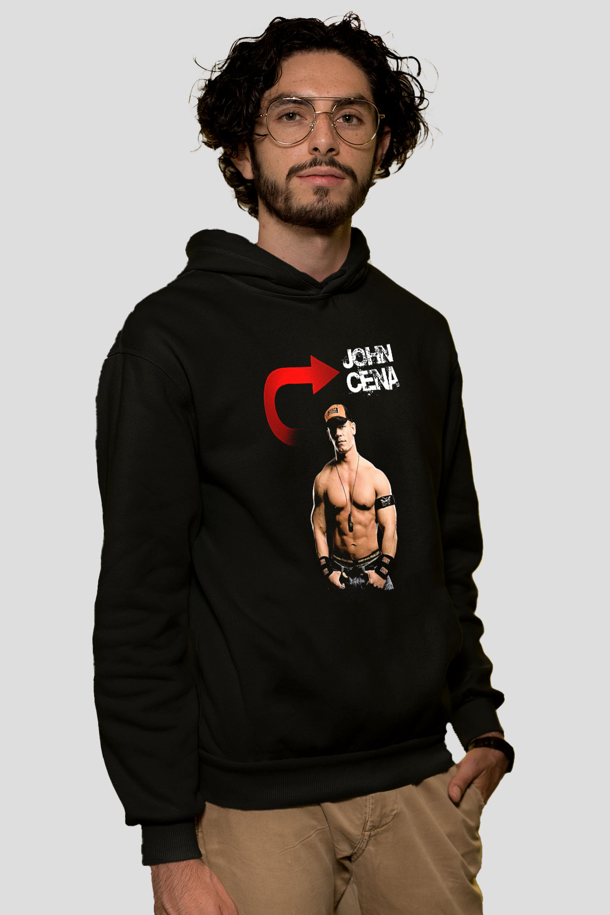 John Cena Baskılı Unisex Siyah Hoodie