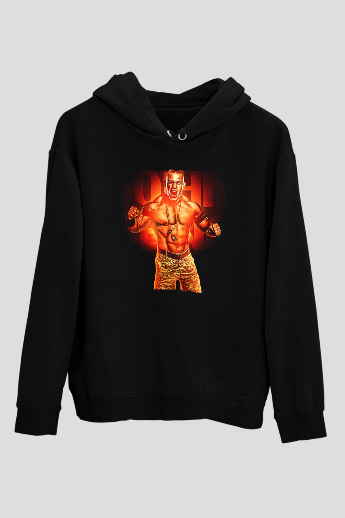 John Cena Baskılı Unisex Siyah Hoodie