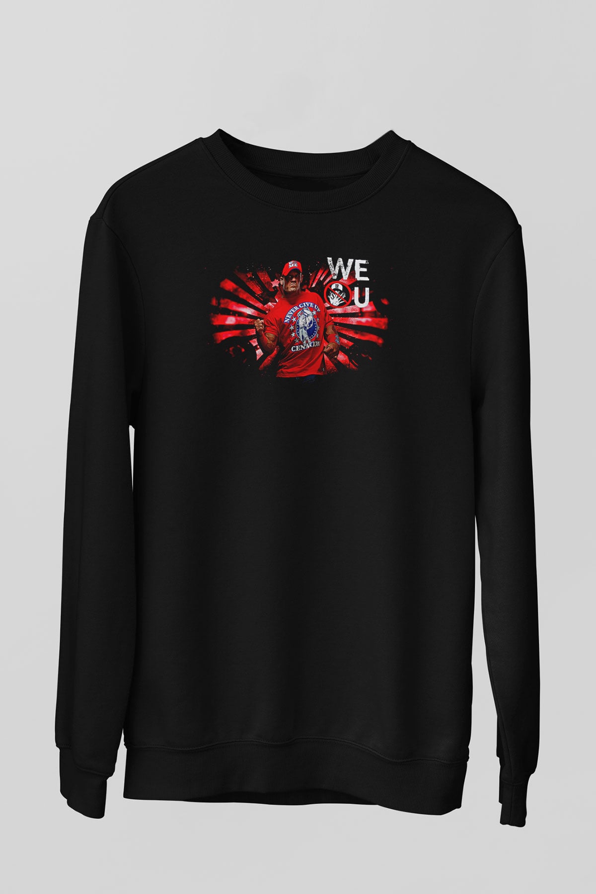 John Cena Baskılı Unisex Siyah Sweatshirt