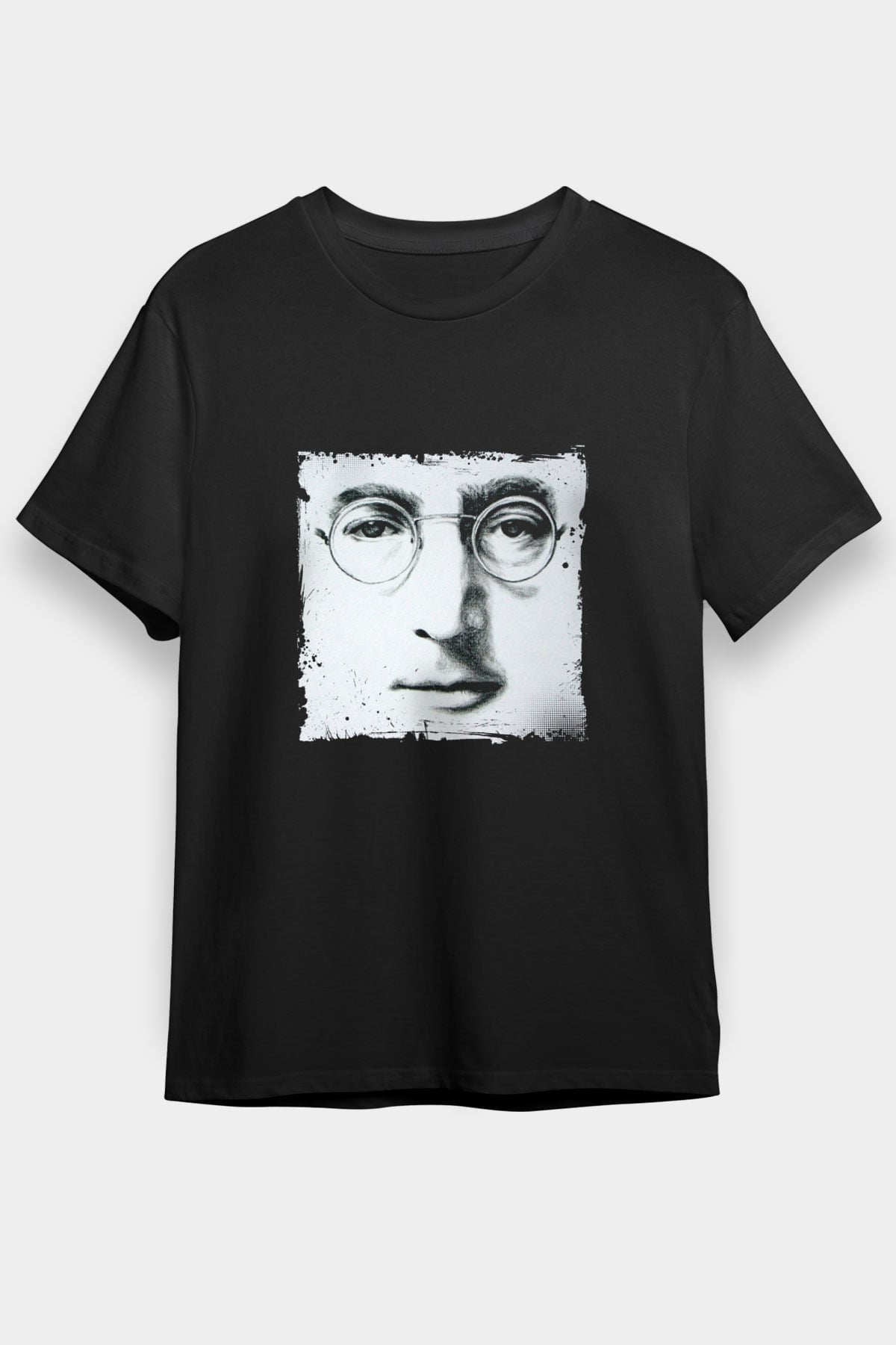 John Lennon Baskılı Unisex Siyah Tişört