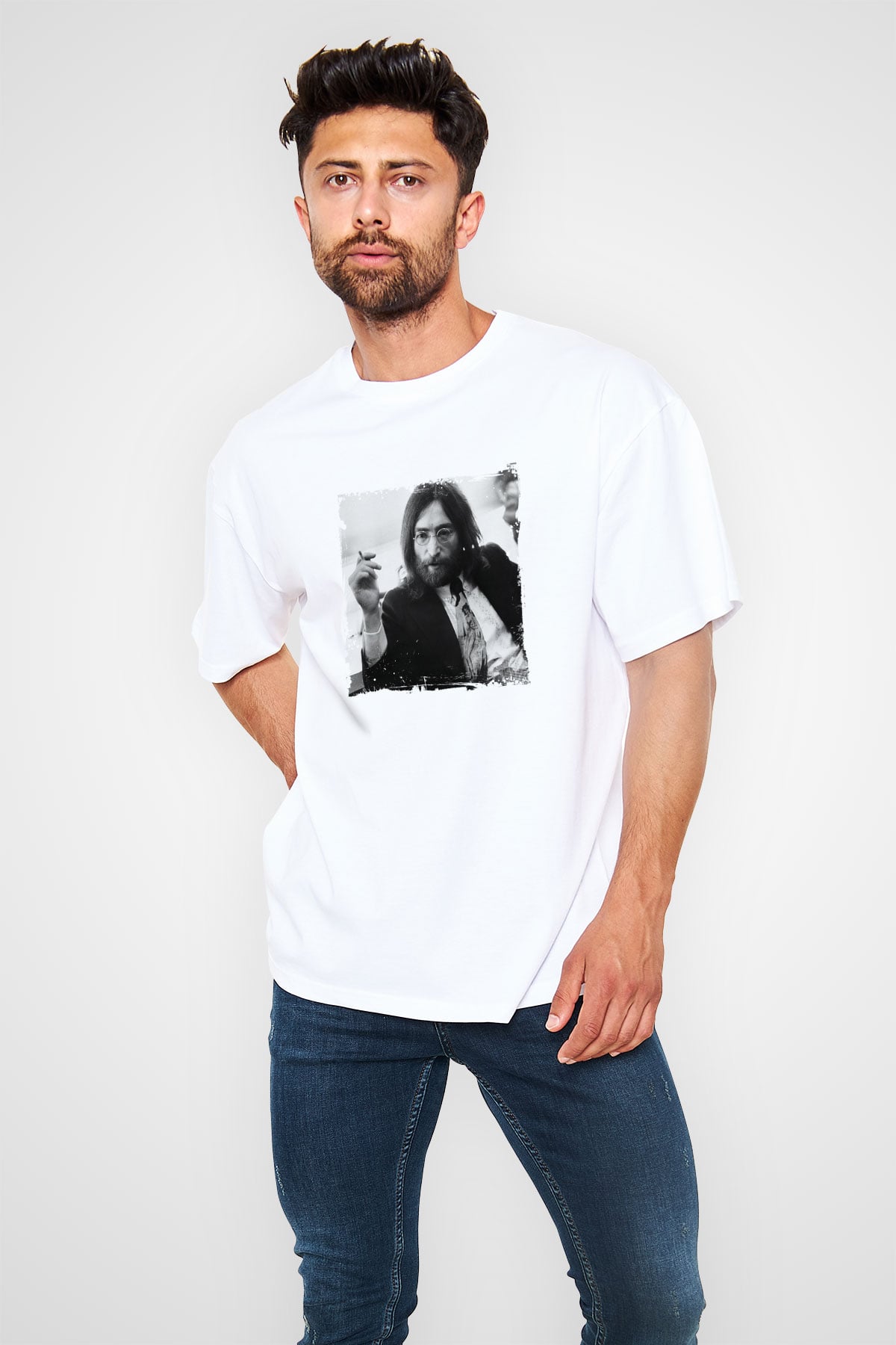 John Lennon Unisex Baskılı Beyaz Tişört