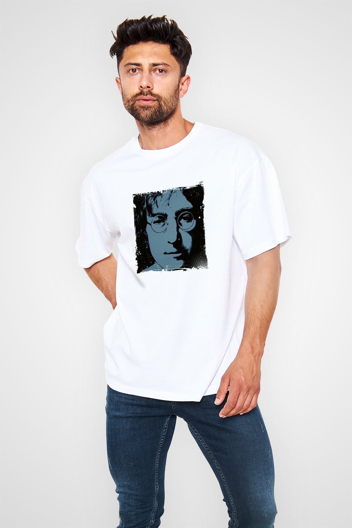 John Lennon Unisex Baskılı Beyaz Tişört