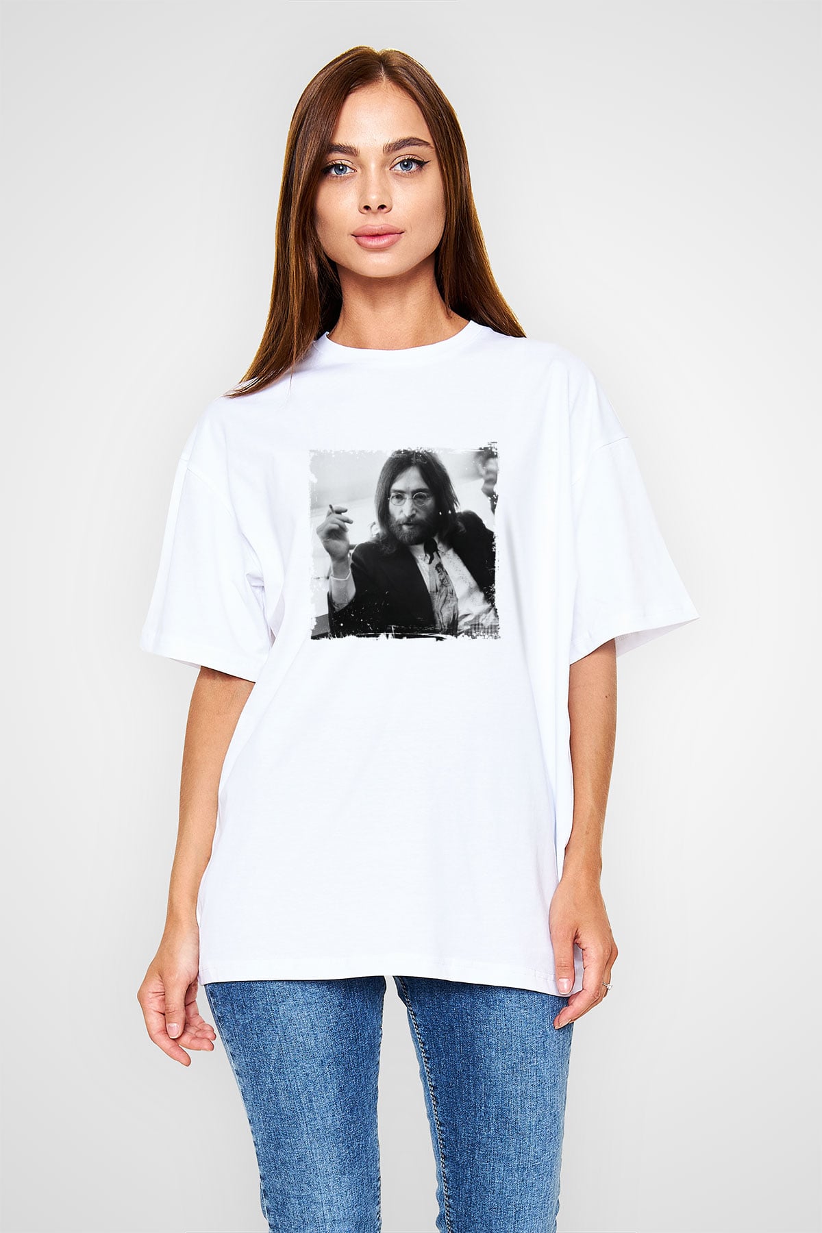 John Lennon Unisex Baskılı Beyaz Tişört