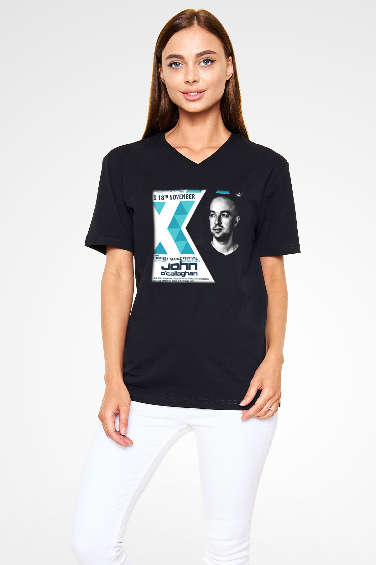 John O'callaghan Siyah Unisex V Yaka Tişört T-Shirt