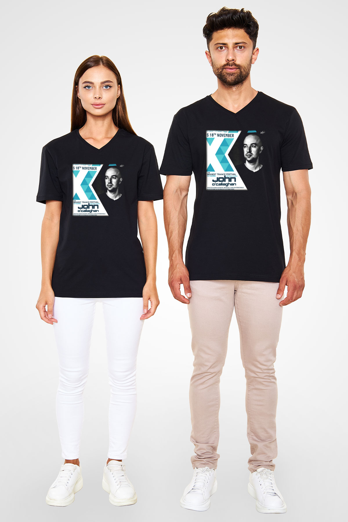 John O'callaghan Siyah Unisex V Yaka Tişört T-Shirt