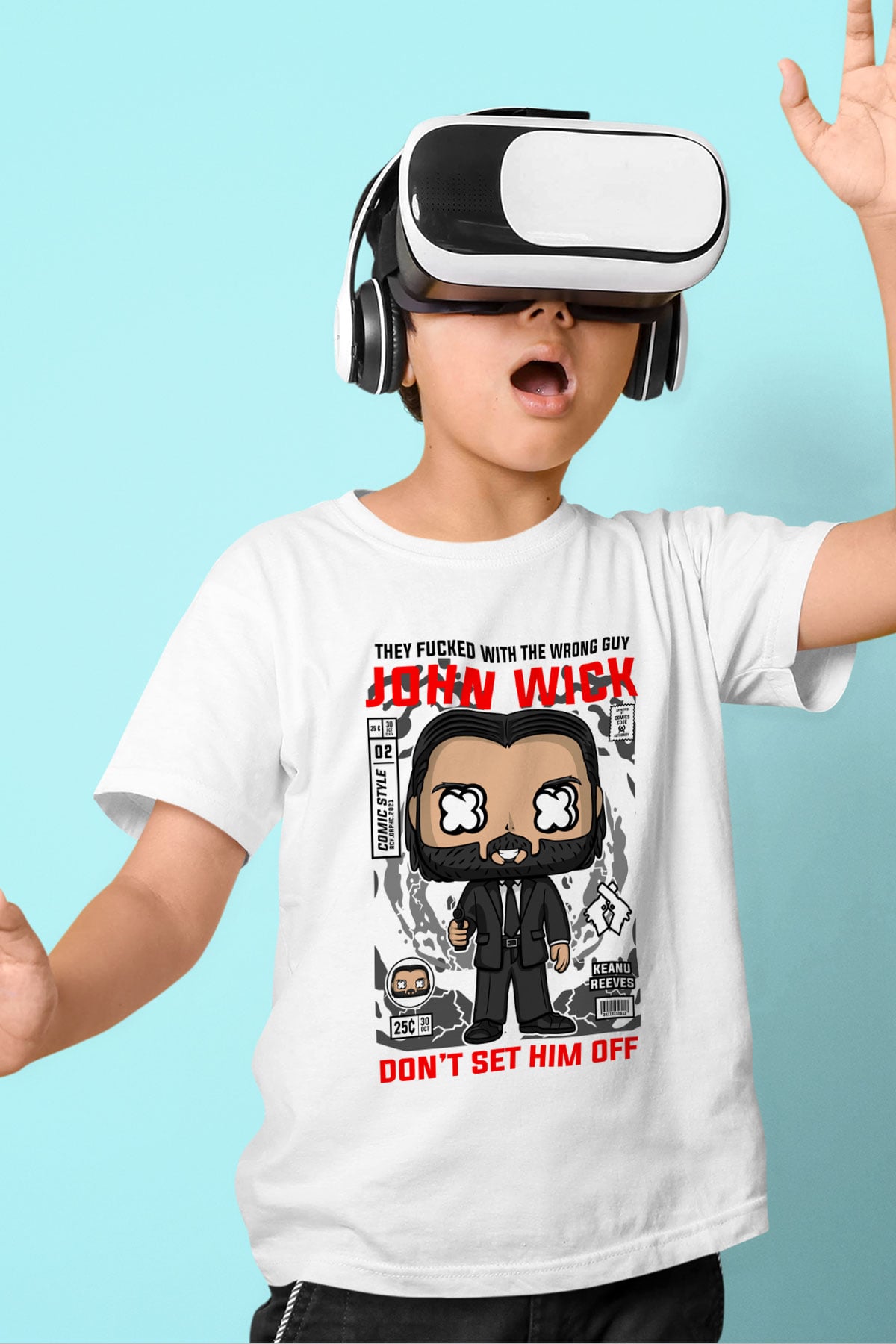 John Wick Baskılı Unisex Beyaz Çocuk Tişört