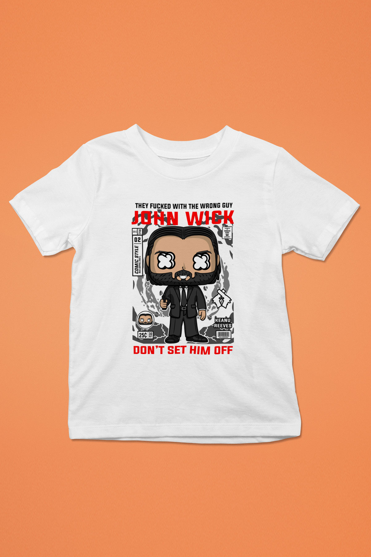 John Wick Baskılı Unisex Beyaz Çocuk Tişört