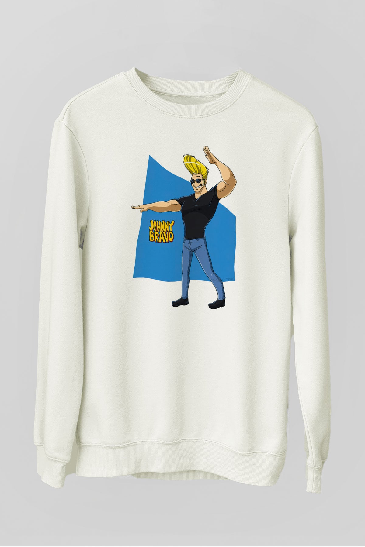 Johnny Bravo Beyaz Unisex Sweatshirt