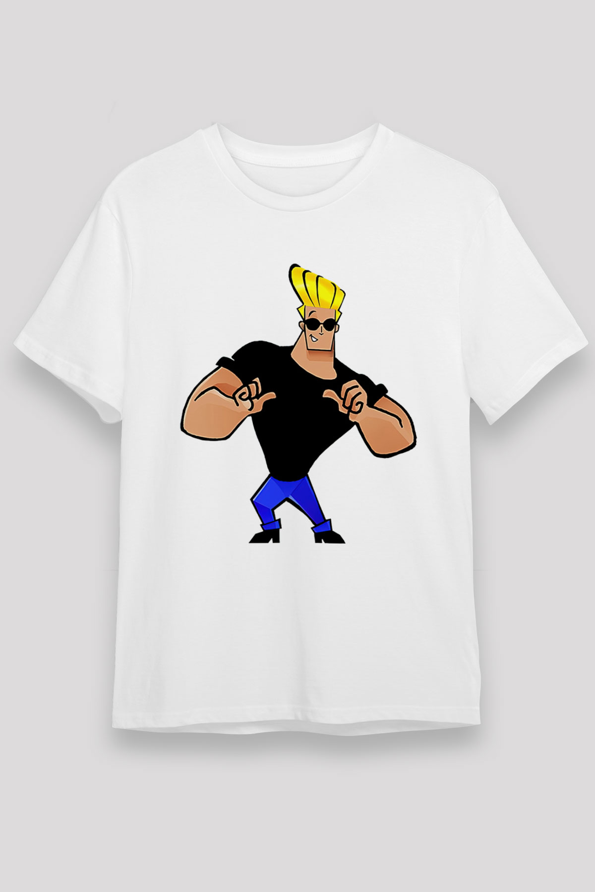 Johnny Bravo Beyaz Unisex Tişört T-Shirt