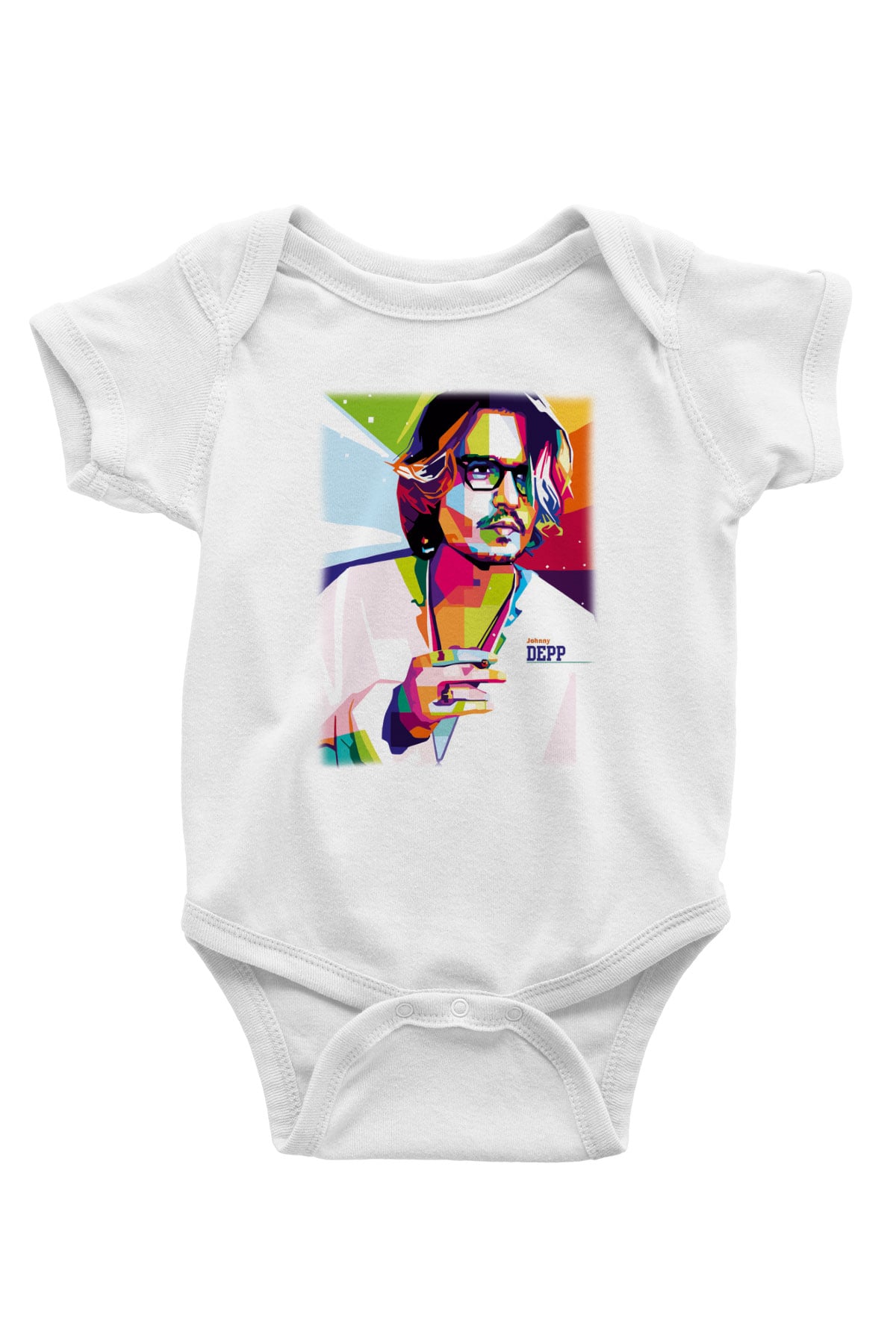 Johnny Depp Baskılı Beyaz Unisex Bebek Body - Zıbın