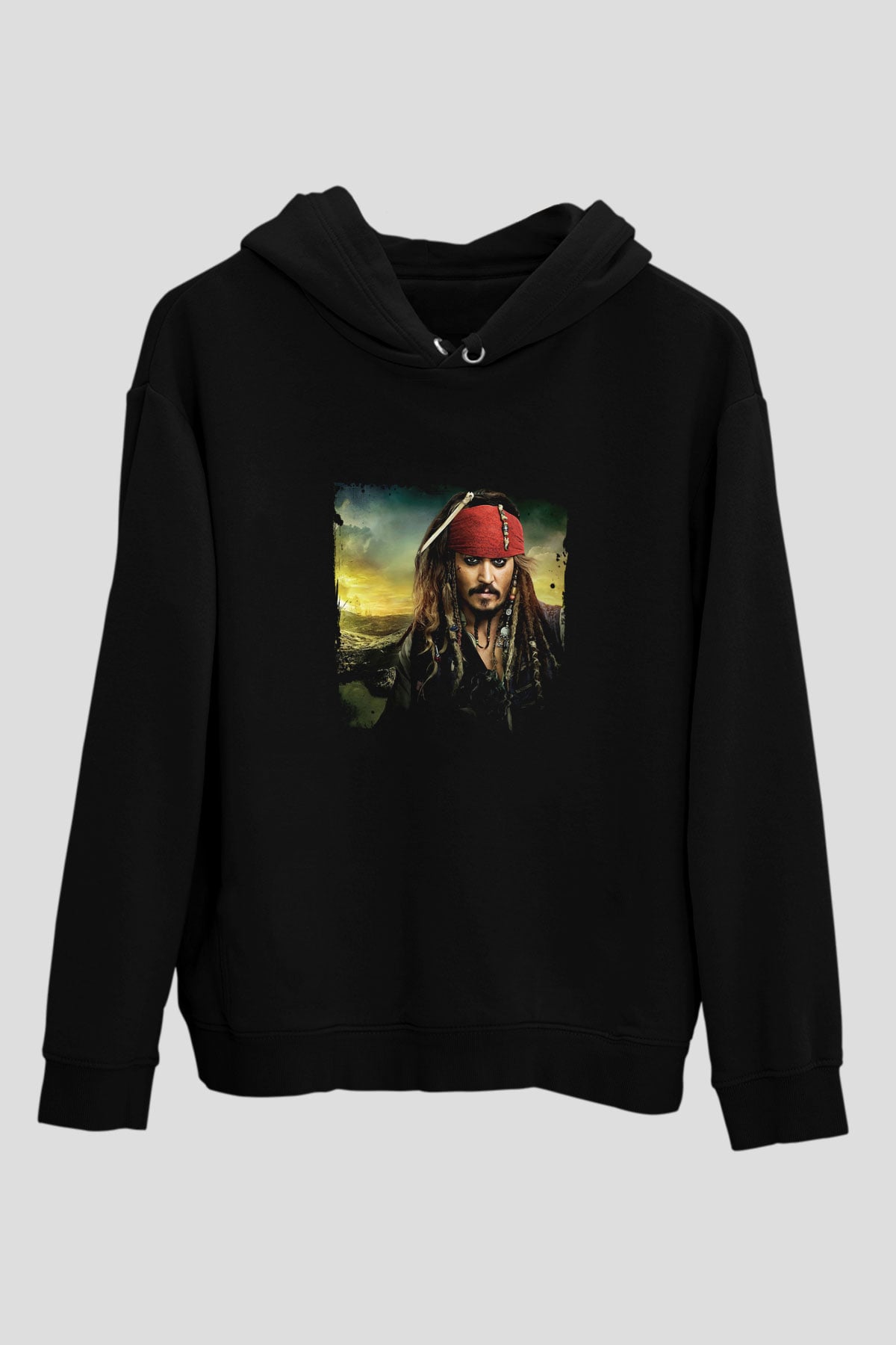 Johnny Depp Baskılı Unisex Siyah Hoodie