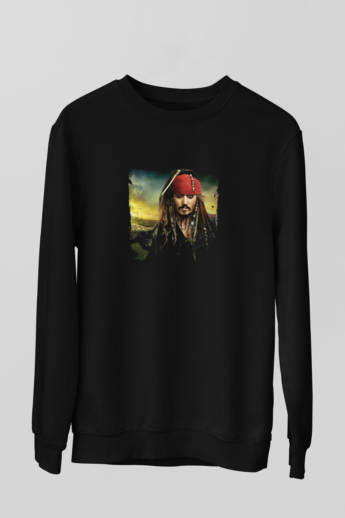 Johnny Depp Baskılı Unisex Siyah Sweatshirt