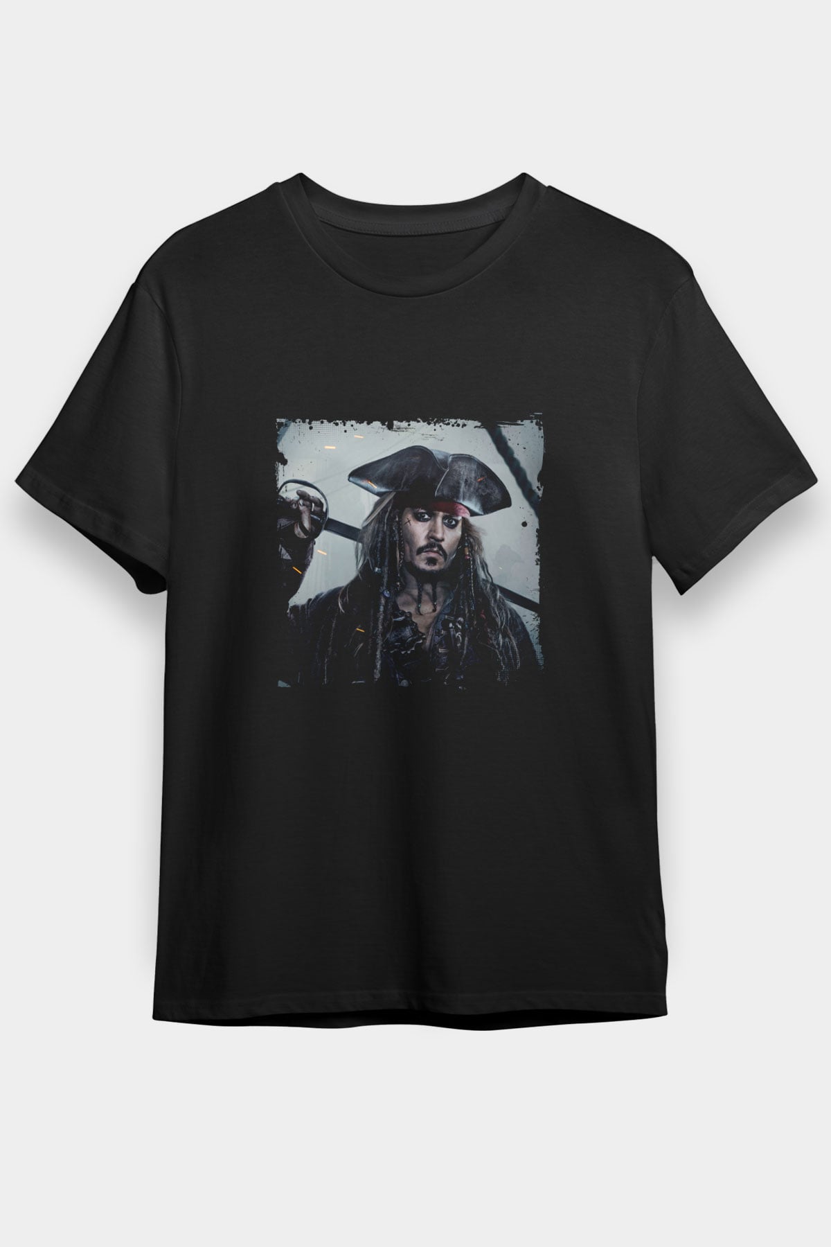 Johnny Depp Baskılı Unisex Siyah Tişört