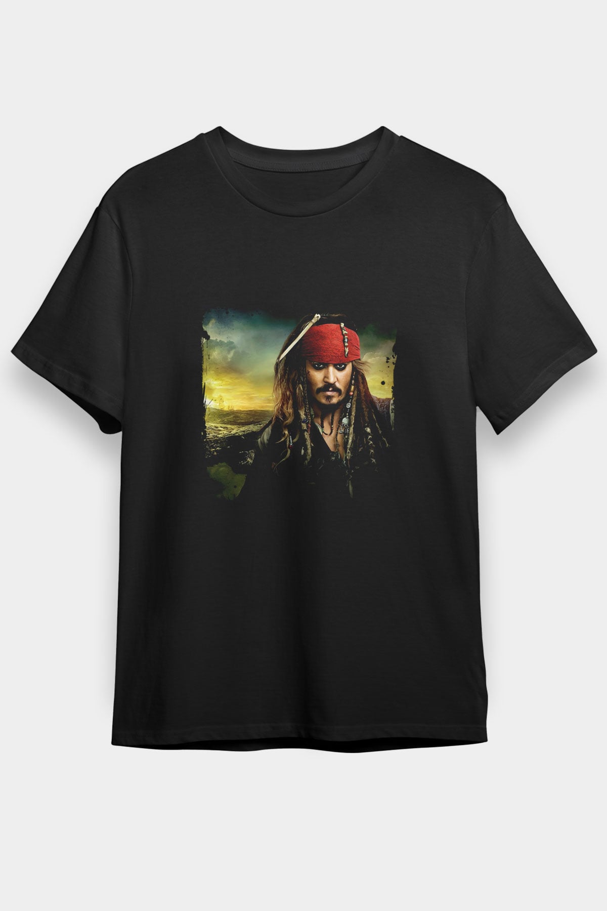 Johnny Depp Baskılı Unisex Siyah Tişört
