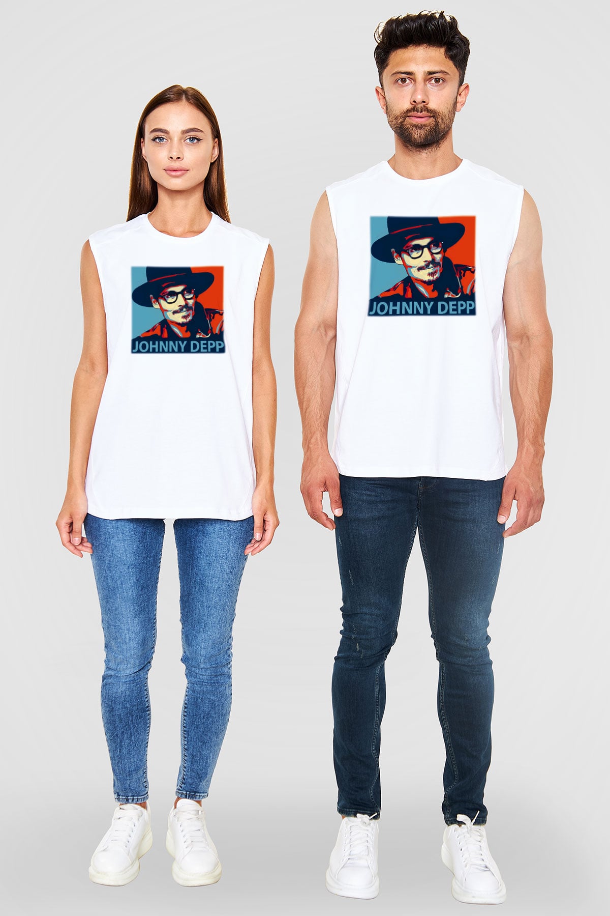 Johnny Depp Beyaz Unisex Kolsuz Tişört