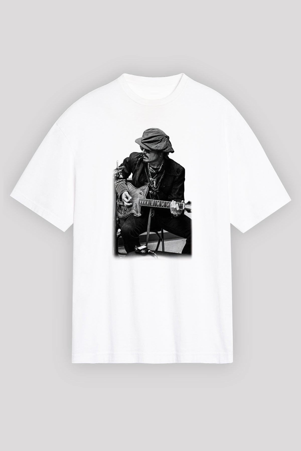 Johnny Depp Beyaz Unisex Oversize Tişört T-Shirt