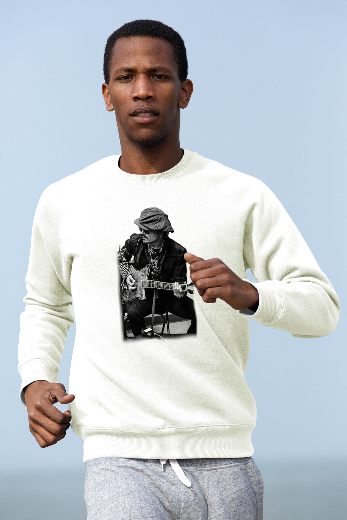 Johnny Depp Beyaz Unisex Sweatshirt