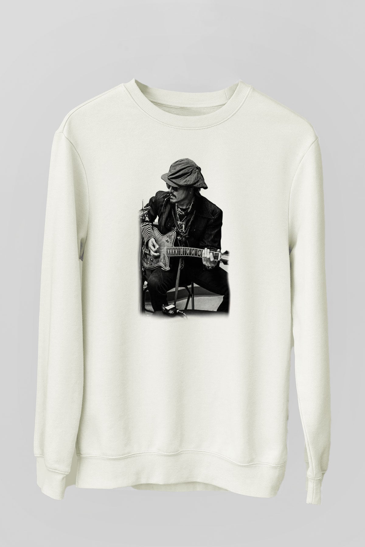 Johnny Depp Beyaz Unisex Sweatshirt