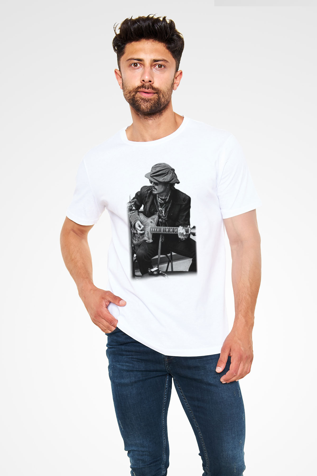 Johnny Depp Beyaz Unisex Tişört T-Shirt - TişörtFabrikası