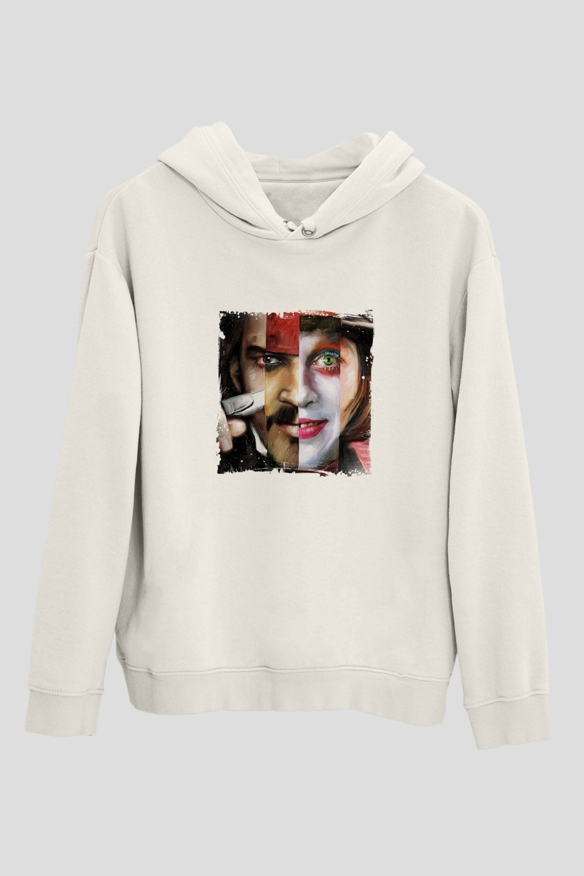 Johnny Depp Unisex Baskılı Beyaz Kapüşonlu Sweatshirt