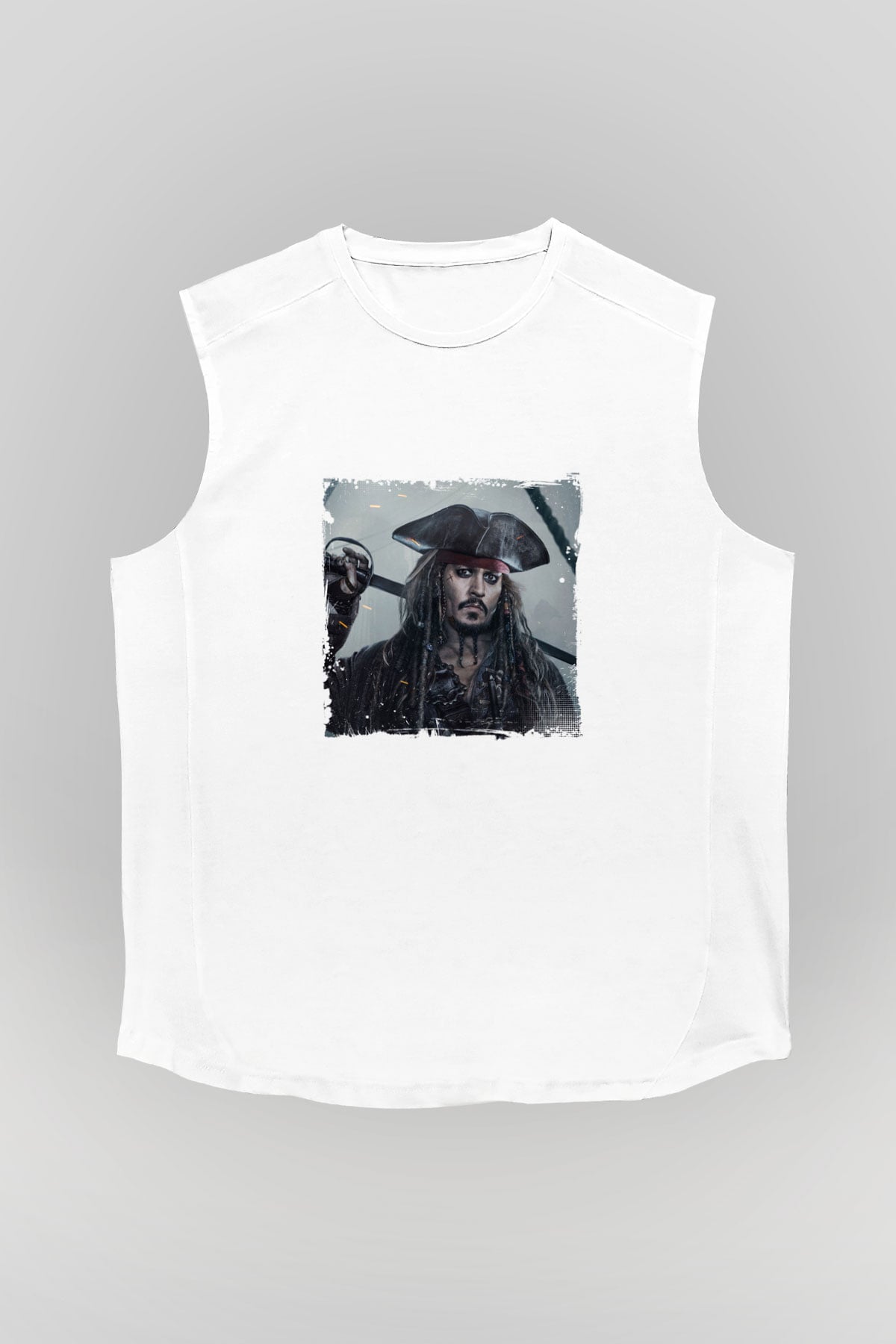 Johnny Depp Unisex Baskılı Beyaz Kolsuz Tişört